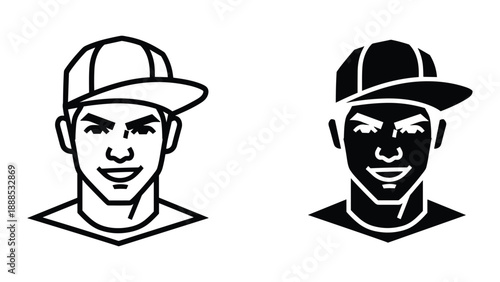 Illustration of two men wearing baseball caps