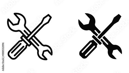 Crossed wrenches icon set