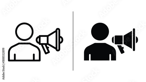 Person holding megaphone icon set