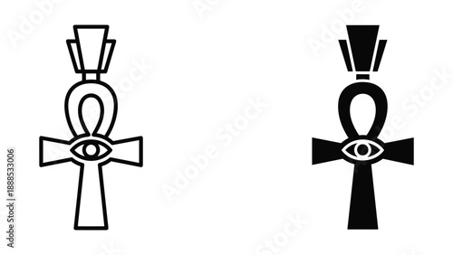 Ancient egyptian ankh symbols with eye of horus