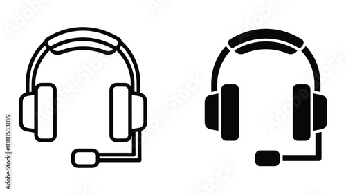 Headset icon set for customer support