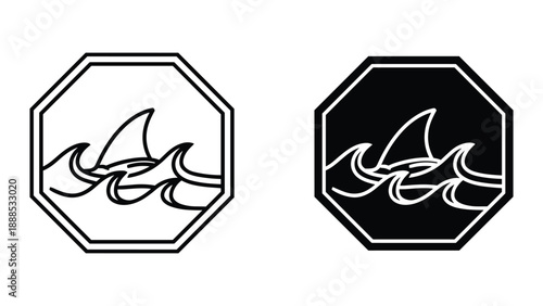 Shark fin logo design with octagon shape