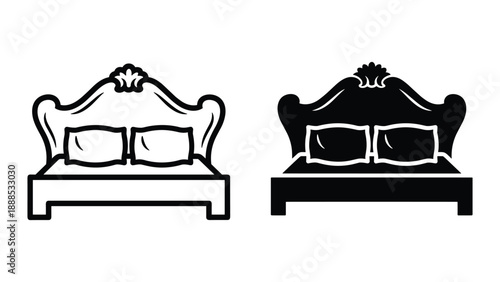 Luxury sofa silhouette with pillows and decorative headboard