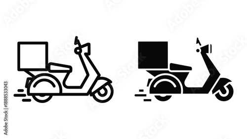 Delivery scooter icon set for fast shipping