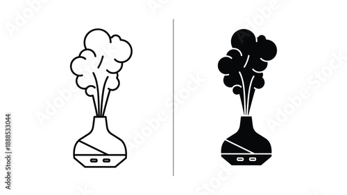 Essential oil diffuser icon set in black and white