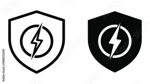 Lightning bolt shield logo design vector illustration