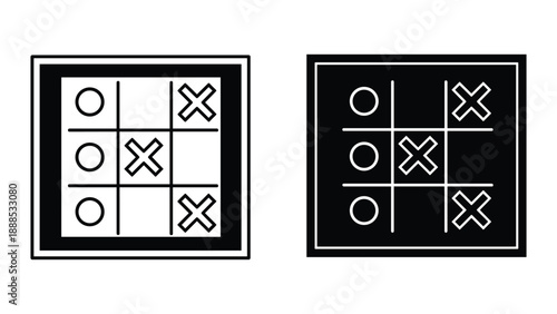 Tic tac toe game board with x and o symbols in black and white