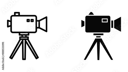 Camera icon set on tripod stand