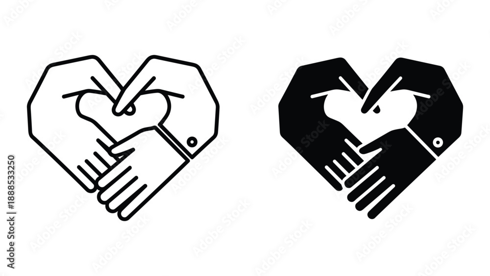 Fototapeta premium Handshake forming heart shape symbolizing partnership and love