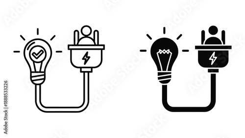 Energy efficiency concept with light bulb icons