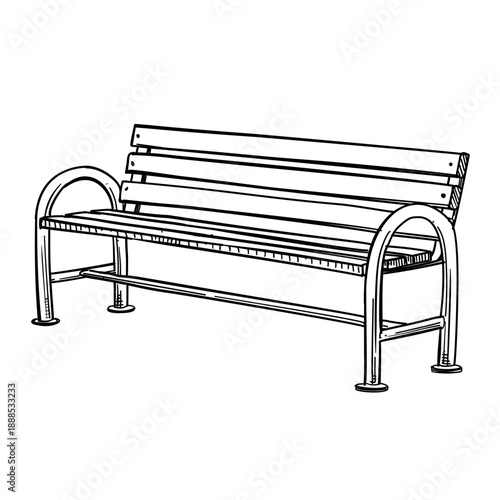 Park bench vector sketch line art hand drawn illustration