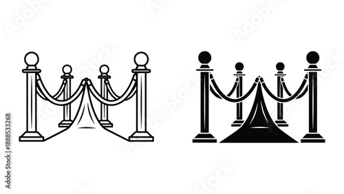 Red carpet entrance with stanchions and ropes