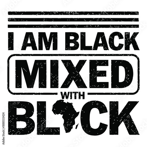 Black mixed with black text on white background with african continent
