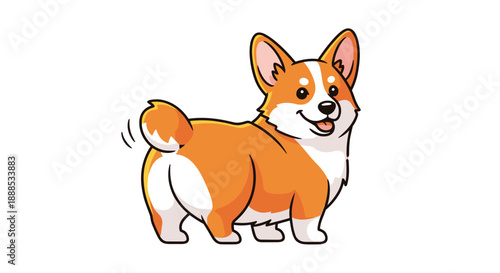Adorable Pembroke Welsh Corgi Puppy Character Illustration