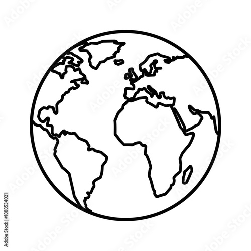 Simple World Map Globe Line Art Illustration