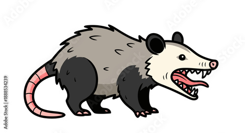 Angry Opossum Character Mascot Vector Illustration