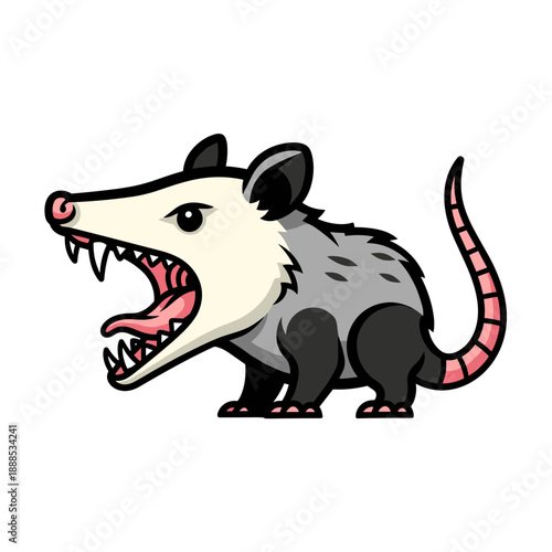 Angry Opossum Character Showing Teeth Wild Animal Mascot