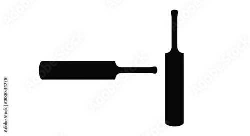 A black silhouette of a cricket bat and ball simple design silhouette