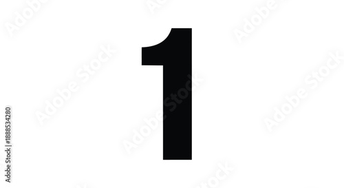 Bold black number one graphic against a white background silhouette