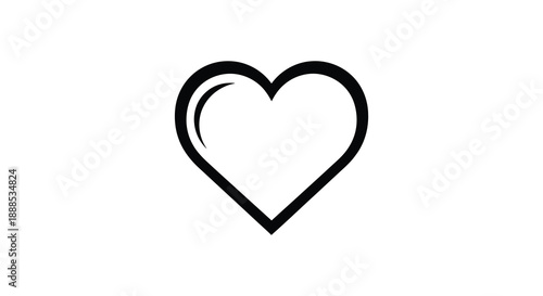 A simple thick lined heart shape is prominently displayed against a white background creating a stark silhouette high quality professional detailed modern