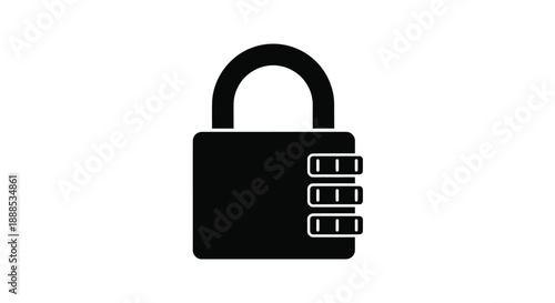 Black padlock with combination lock a stark graphic silhouette