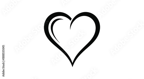 A simple elegant black heart shape is prominently displayed against a white background creating a striking silhouette high quality professional detailed