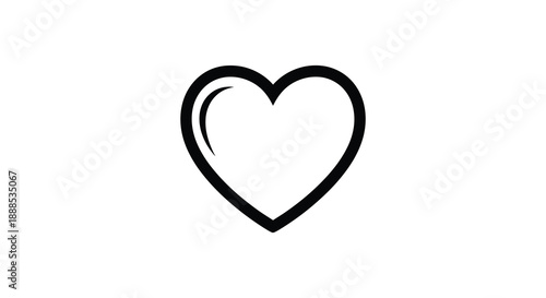 A simple black outline of a heart shape against a white background representing love and affection silhouette high quality professional