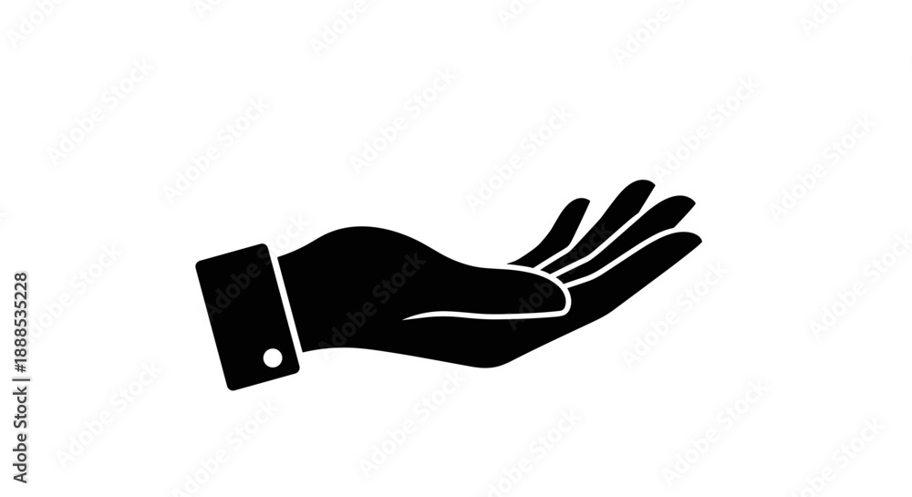 Obraz premium Human hand palm facing up reaching gesture icon