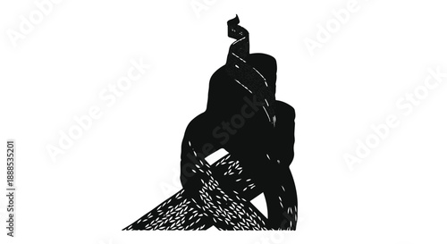 Abstract silhouette of a person deep in thought against a stark white background.