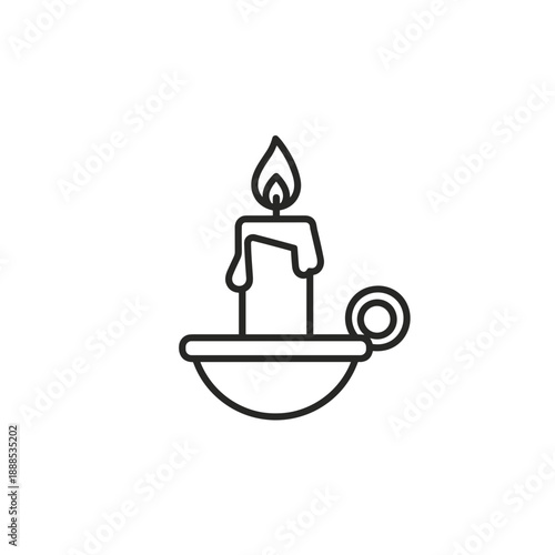 Traditional candle on a classic holder line art