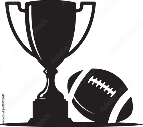 American football trophy cup silhouette award for championship victory and sporting success , Generative Ai