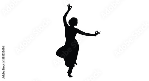 A graceful dancer captured in a striking black silhouette