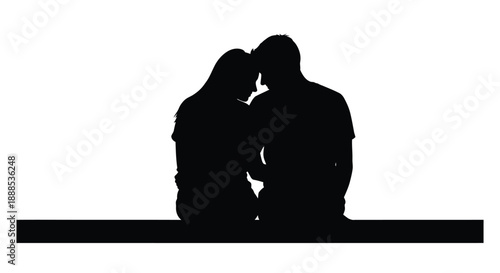 Couple embracing in a minimalist black silhouette