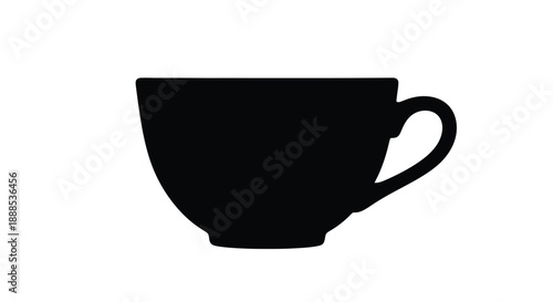 A simple black cup illustration against a white background silhouette
