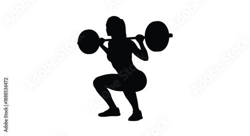 A female athlete performing a barbell squat depicted in silhouette