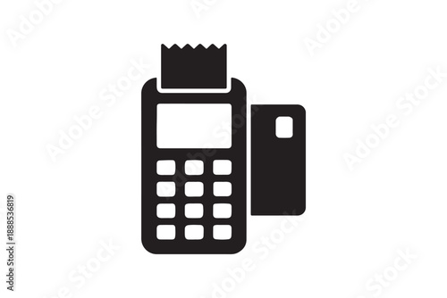 Payment terminal with credit card and receipt icon for digital transactions and electronic commerce