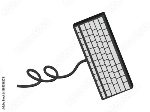 Modern Cable Computer Keyboard Illustration