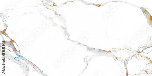 Abstract White Marble Texture Background with Colorful Liquid Ink Veins and High Resolution Stone Surface