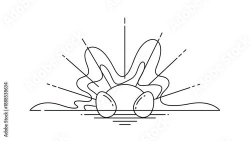 Minimalist Line Art Illustration of a Stylized Easter Egg with sun rays, Generative AI.