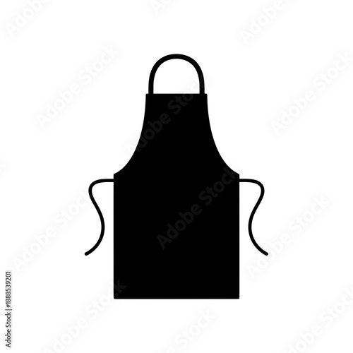 Silhouette of a chef apron clothing black vector shape on white background cooking wear sharp outline