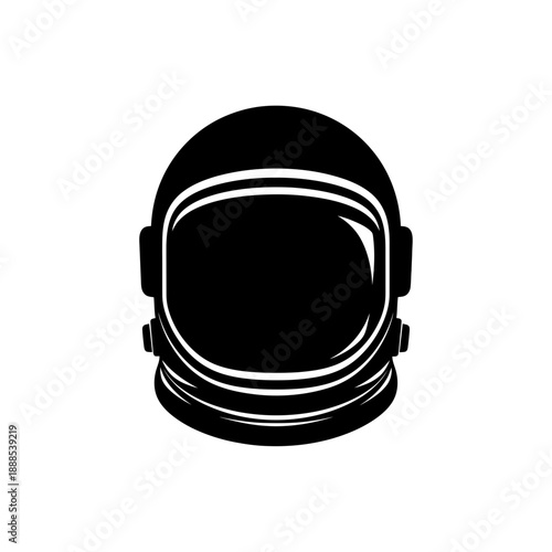 Silhouette of an astronaut head space helmet black shape on white background sci-fi avatar minimalistic