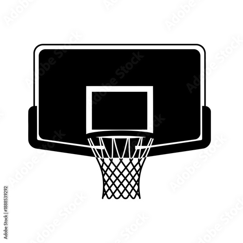 Silhouette of a basketball hoop net and backboard black shape on white background sport gear vector