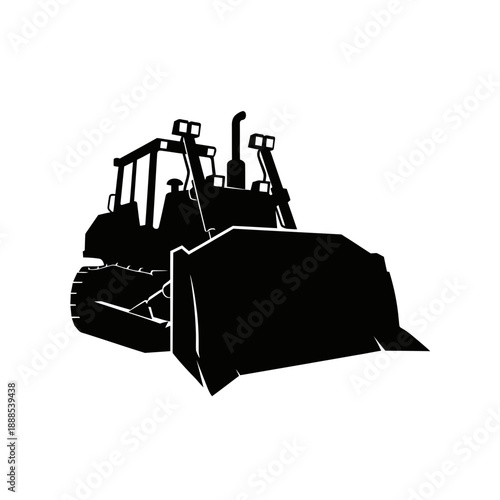 Silhouette of a bulldozer front blade black shape on white background earth mover minimalistic vector