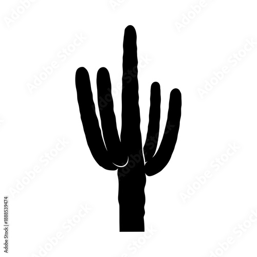 Silhouette of a saguaro cactus black shape on white background desert plant minimalistic vector clean