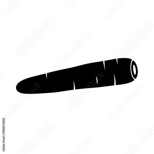Silhouette of a carrot stick cut vegetable black shape on white background snack food minimalistic