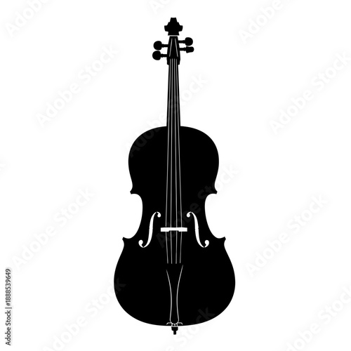 Silhouette of a cello orchestra instrument black vector shape on white background classical music icon