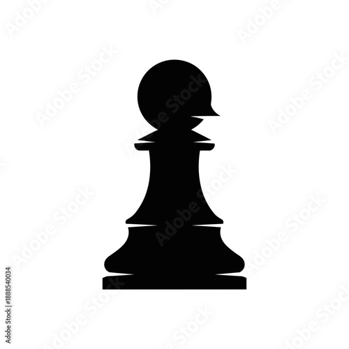 Silhouette of a chess pawn soldier piece black vector shape on white background board game isolated