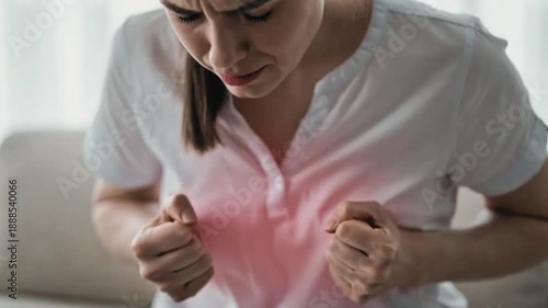 A woman pregnancy chest acidity . Generative AI