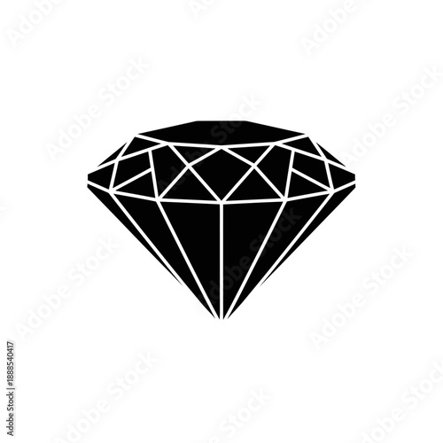 Silhouette of a Diamond Gem Stone Luxury Icon Vector Illustration