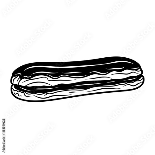 Silhouette of an Eclair Chocolate Pastry Bakery Food Vector Graphic